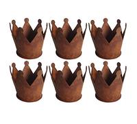 UNUS Mini Couronne Rouille Ø6,5 cm, déco de Jardin Aspect Rouille, déco Rouille Noble pour Le Jardin et la Maison (Set de 6)