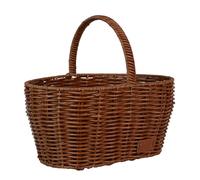 UNUS Panier à provisions aspect rotin, durable et résistant aux intempéries, idéal pour les courses, les pique-niques et le rangement, panier en plastique avec anse solide, moyen, marron