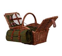 UNUS Panier de Pique-Nique en Osier pour 2 Personnes avec Couverture, Vaisselle et Couverts, Set Complet avec Tapis de Pique-Nique