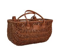 UNUS Panier de vélo aspect osier marron 22 x 40 x 21,5 cm, résistant aux intempéries, en plastique, fixation avec sangle pour porte-bagages ou guidon