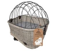 UNUS Panier de vélo pour Chien en Osier avec Grille et Coussin Gris | pour porte-bagages