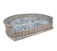 UNUS Panier pour Chien en Osier avec Coussin - Gris - L 83 x 62 x 22, pour Chiens Petits et Grands