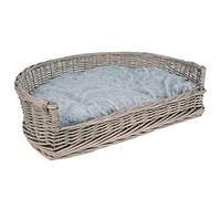 UNUS Panier pour Chien en Osier avec Coussin - Gris - M 74 x 52 x 19 cm, pour Chiens Petits et Grands
