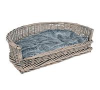 UNUS Panier pour Chien en Osier avec Coussin - Gris - Taille S 57 x 43 x 16 cm, pour Chiens Petits et Grands
