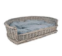 UNUS Panier pour Chien en Osier avec Coussin - Gris XL 93 x 73 x 23 cm, pour Chiens Grands