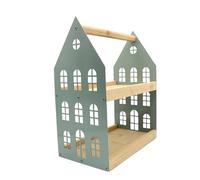 UNUS Présentoir à 2 étages avec poignée, en bois, plateau de service en bois de bambou, couleur: vert