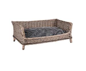 UNUS RM E-Commerce Panier pour Chien en Osier avec Coussin - Gris - Carré, pour Chiens Petits et Grands 80 cm de Largeur