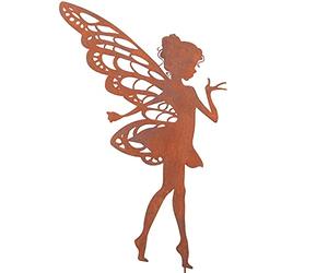 UNUS Statuette Fée en métal rouillé, Pique de Jardin, Figurine décorative, Elfe sur bâton, 55x30cm (Grand) décoration Fleur