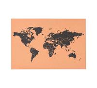UNUS Tableau mural en liège - 60 x 40 cm - Tableau d'affichage en liège naturel avec épingles - Décoration murale pour marquer les voyages - Motif carte du monde - Également disponible en tant que