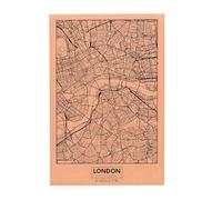 UNUS Tableau mural en liège Motif carte de la ville de Londres 60 x 40 cm Motif plan de la ville décoratif en liège naturel avec épingles Décoration murale pour marquer les souvenirs Également