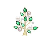 UNVAK Broche sapin de Noël flocon de neige pour femme avec strass et perles d'eau douce plaqué or 18 carats pour la Saint-Valentin, bijoux d'hiver, cadeaux pour épouse, maman, fille, Cuivre, Zircon
