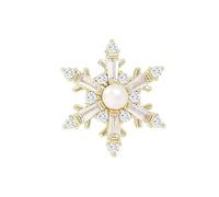 UNVAK Broche sapin de Noël flocon de neige pour femme avec strass et perles d'eau douce plaqué or 18 carats pour la Saint-Valentin, bijoux d'hiver, cadeaux pour épouse, maman, fille, Cuivre, Zircon