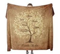 Unvio Plaid personnalisé Arbre de Vie Clair de Famille | Plaid Personnalisable cocooning pour Cadeau personnalisé Femme, Homme | Idée de Cadeau Personnalisé Original