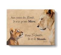 Unvio Tableau Personnalisé Famille Lion Maman fils fille pour Décoration Murale de Salon | Idée de Cadeau Personnalisé Femme | Cadre Personnalisé pour Anniversaire | Objet Personnalisé avec Prénom
