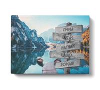 Unvio Tableau Personnalisé Famille Montagne Lac pour Décoration Murale de Salon | Idée de Cadeau Personnalisé Femme ou Homme | Cadre Personnalisé pour Anniversaire | Objet Personnalisé avec Prénom