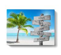 Unvio Tableau Personnalisé Famille Plage Cocotier pour Décoration Murale de Salon | Idée de Cadeau Personnalisé Femme ou Homme | Cadre Personnalisé pour Anniversaire | Objet Personnalisé avec Prénom