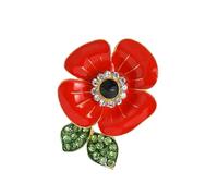 UNVOJL Broche coquelicot rouge en émail avec fleurs en cristal pour le jour du Souvenir Broche coquelicot pour femme pour cadeau souvenir spécial