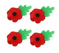 UNVOJL Lot de 4 broches coquelicot en feutre rouge - Broche en forme de coquelicot - Décoration de fête pour bijoux de souvenir