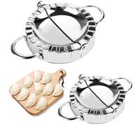 Unvtap Pierogi Maker, Lot de 2 moules à ravioli, moule à ravioli, moule à ravioli, moule à raviolis en acier inoxydable, moule à tortellini pour outils de dumpling (petit 75 mm, grand 95 mm)