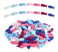 Unvtap Poisson en Bois Decoration 100 PCS Baptême Décoration de Poisson, Bois Déco de Poisson Baptême, Poissons en Bois Décoration de Table de Communion pour Baptême, Confirmation, Communion