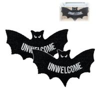 Unwelcome Bat Shaped Door Mat,Bat Rugs Halloween Decorations,Bat Shaped Coir Door Mats for Outside Entrance Home Decor,Gothic Door Mat,Spooky New Home Closing Housewarming Gift (2)