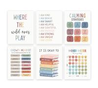UNXIS Growth Mindset Lot de 6 affiches pour décoration murale « It Is Ok To Be Yourself » - Décoration murale sur toile - Tableau des stratégies d'angle apaisantes - 20,3 x 25,4 cm - Sans cadre - Pour