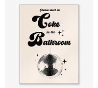 UNXIS Poster rétro « Please Don't Do Coke In The Bathroom » - Impression sur toile style disco tendance - 40,6 x 61 cm - Sans cadre