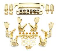 Unxuey Chevalet de selle de guitare doré Tune-O-Matic Roller Cordier et chevilles d'accordage 3L3R Jeu de clés pour guitare électrique Les Paul