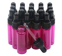 Unxuey Lot de 20 flacons compte-gouttes en verre rouge rose de 5 ml, flacons compte-gouttes rechargeables avec compte-gouttes en verre conique pour huiles essentielles, parfums, échantillons de parfum