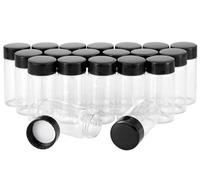 Unxuey Lot de 20 flacons en verre transparent de 20 ml avec bouchon à vis en plastique noir transparent