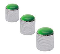 Unxuey Lot de 3 boutons de contrôle de volume argentés pour guitare avec dôme vert pour pots de 6 mm