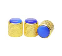 Unxuey Lot de 3 boutons de contrôle de volume dorés avec dôme bleu pour pots de 6 mm