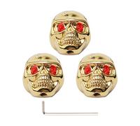 Unxuey Lot de 3 boutons de contrôle de volume en forme de tête de mort pour guitare classique Doré 6 mm