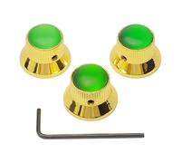 Unxuey Lot de 3 boutons de volume en métal doré avec dôme vert pour guitare basse 6 mm