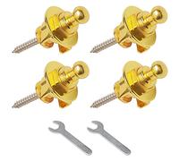 Unxuey Lot de 4 verrous de sangle de guitare et boutons de sécurité à dégagement rapide Doré