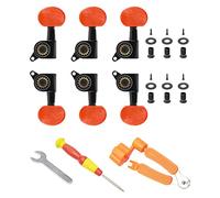 Unxuey Lot de 6 chevilles d'accordage 3R 3L pour guitare folk Orange Noir