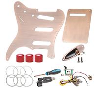 Unxuey SSS Pickguard et plaque arrière pour guitare avec faisceau de câblage, bouton de potentiomètre, cordes, tournevis, prise jack de guitare et vis pour Fender Stratocaster