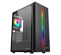 UNYKAch Boîtier de Gaming ATX Armor Lumina Noir avec façade avec Bande LED ARGB, grilles Verticales de Refroidissement, Panneau latéral en Verre trempé et Ventilateur ARGB de 120 mm