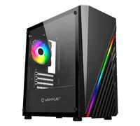 UNYKAch Boîtier PC GLAYZE Micro‑ATX – Façade ARGB, Verre trempé, Ventil. 120 mm, USB2.0 + 2×USB3.0