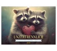 Unzertrennlich (Wandkalender 2026 DIN A3 quer), CALVENDO Monatskalender: Herzerwärmende tierische Freundschaften - KI generiert