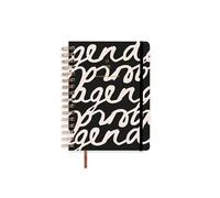 UO Agenda Scolaire Noir 1 Jour par Page : Commence en Septembre 2025 et se termine en août 2026, Couverture Rigide, avec 127 Autocollants, élastique et Ruban inscriptible, Noir