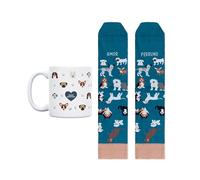 UO Set d'amour chien tasse café et chaussettes amusantes, cadeaux originaux pour homme, taille unique pour homme, cadeau fin d'année scolaire enseignants