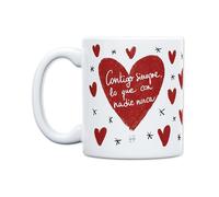 UO Tasse avec toi toujours, ce que con Nadie Nunca. Tasse pour petit-déjeuner. Cadeau plein de sentiment et d'amour pour votre partenaire. Détail original pour la Saint-Valentin. Céramique de qualité