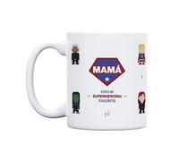 UO Tasse cadeau avec message Mamá eres mi super héroïne préférée, cadeau fête des mères, cadeau pour maman, cadeau pour maman, 350 ml, céramique, tasse petit-déjeuner
