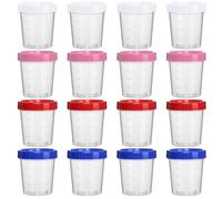 UOCAI 16 Pièces Petite Boite Plastique Avec Couvercle, Becher 120ml Avec Couvercle, Boite Plastique Alimentaire Avec Graduation, Mini Boite Ronde Pour Cuisine Sauces Mesure Yaourt Fruits