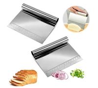 UOCAI 2 Pcs Pelle à Légumes, Spatule à Pâte, Spatule de Cuisine Universelle, Raclette en Acier Inoxydable, Grattoir de Cuisine, Coupe-Pâte, Aide de Cuisine pour Pain Fruits Légumes Cuisson