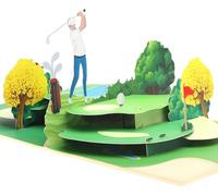 UOCAI Carte de vœux de golf, pop-up pour retraite, carte pop-up de golf, carte cadeau 3D pour anniversaire, bon pour golfeurs ou carte d'anniversaire pour golfeurs