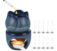 UOCAI Lampe aromatique pour huiles essentielles avec cuillère à bougie et ligne de bougie, lampe à parfum, bougie chauffe-plat, brûleur pour huiles parfumées, lampe parfumée en céramique, lampe
