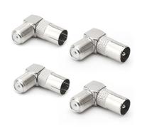 UOCAI Lot de 4 adaptateurs coaxiaux coaxiaux RF pour antenne satellite à angle droit à 90 ° - Type F femelle vers fiche F mâle vers fiche F mâle vers fiche femelle PAL mâle vers fiche F coudée à 90°