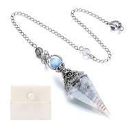 UOCAI Pendule Divinatoire Pendentif de Pierre de Guérison en Cristal Sur Chaîne pour Les Rituels Wiccans, La Divination, La Guérison de L'Aura, D'équilibre Divinatoire (Aigue-Marine)